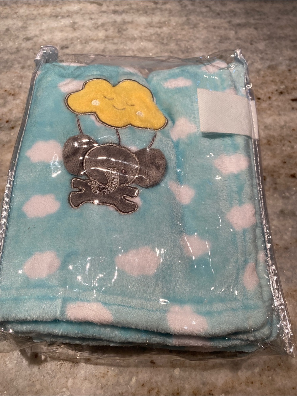 Plush Cloud & Elephant Baby Blanket -